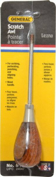 GENERAL 818 SCRATCH AWL,6-7/8OAL,3-3/4LX7/32"D SHANK