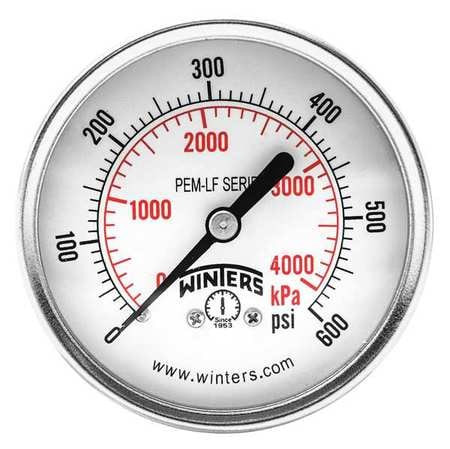 WINTERS PEM3413LF J1388 GAUGE PRESSURE 2-1/2IN. 0 TO 600 P