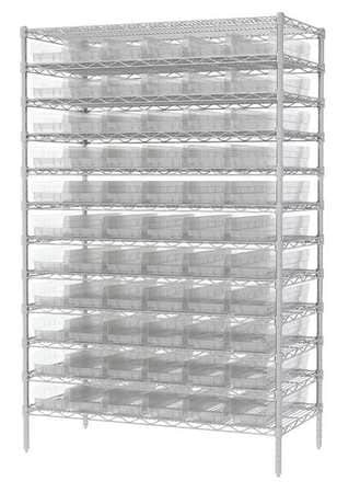 AKRO-MILLS AWS244830164SC BIN SHELVING WIRE 48X24X74 60 BINS CLEAR