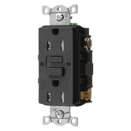 HUBBELL GFTWRST15BK GFCI RECEPTACLE 15A 125VAC 5-15R BLACK