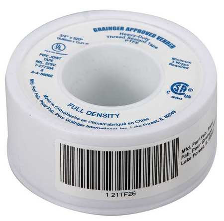 GRAINGER GLOBAL SOURCING 21TF26 SEALANT TAPE 3/4 X 520 IN