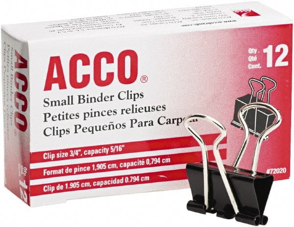 ACCO BRANDS USA LLC ACC72020 PACK OF (12) 3/4" WIDE BINDER CLIPS
