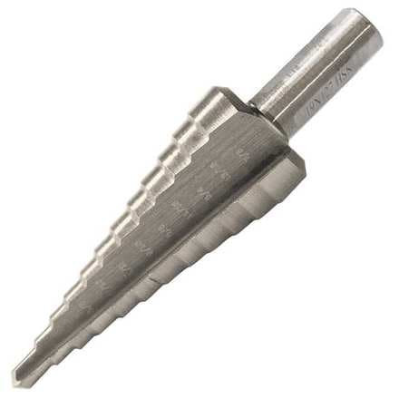 WESTWARD 19N127 STEP DRILL BIT HSS 12 SIZES 3/16-7/8 IN.