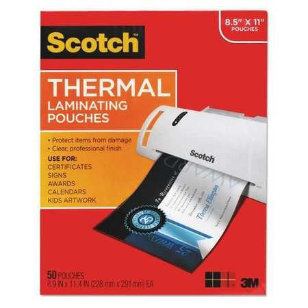 SCOTCH TP3854-50 POUCH,THERMAL,3 MM,CLEAR,PK50