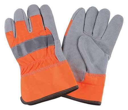 CONDOR USA INC 4NHE4 D1684 LEATHER PALM GLOVES HI-VIS ORANGE 