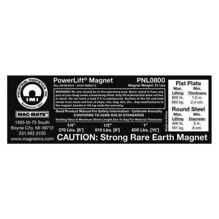 MAG-MATE 900257 REPLACEMENT CAPACITY STICKER
