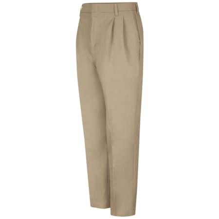 RED KAP PT38KH 38 34 MENS KHAKI PLEATED TWILL PANT