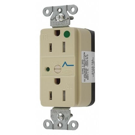 HUBBELL SNAP8262IS RECEPTACLE IVORY 3 WIRES 2 POLES 125VAC