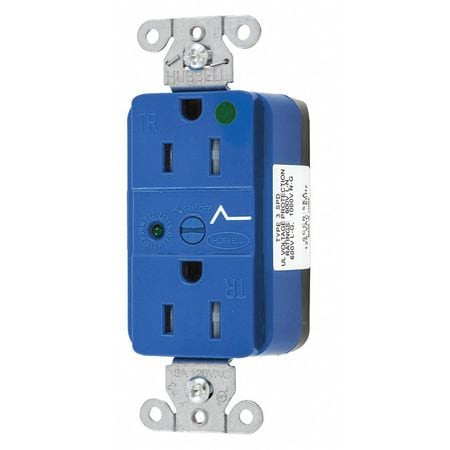 HUBBELL SNAP8262S RECEPTACLE,BLUE,15 A,2P3W,BACK,1PK