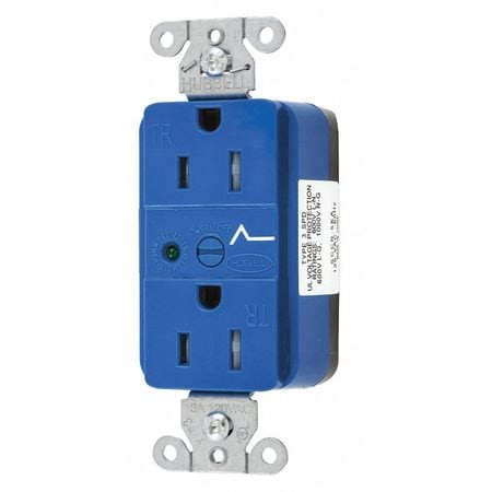 HUBBELL SNAP5262S RECEPTACLE BLUE 125VAC 15A 3 WIRES NYLON