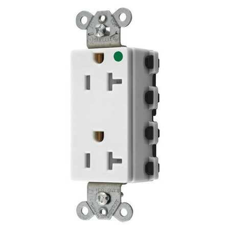 HUBBELL SNAP2182WTRA RECEPTACLE,WHITE,20 A,2P3W,BACK,1PK
