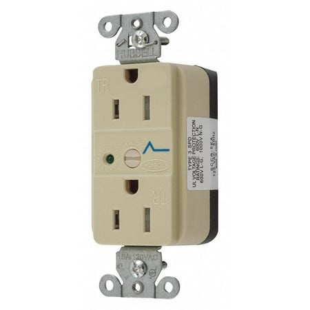 HUBBELL SNAP5262IS RECEPTACLE IVORY 125VAC 3 WIRES NYLON