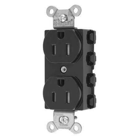 HUBBELL SNAP5262BKTRA RECEPTACLE,BLACK,15 A,2P3W,BACK,1PK