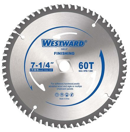 WESTWARD 24EL97 CIRCULAR SAW BLADES 7-1/4 IN 60T