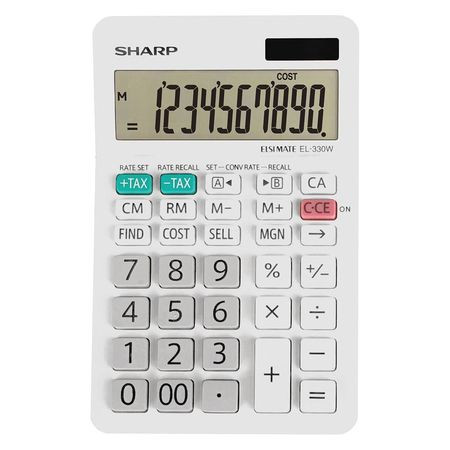 SHARP ELECTRONICS EL-330WB DESKTOP CALCULATOR,LCD,10 DISPLAY DIGITS