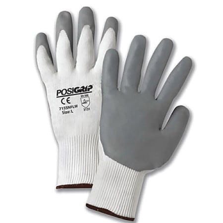 WEST CHESTER PROTECTIVE GEAR 715SNFLW/L COATED GLOVES NITRILE WHITE/GRAY L PK12
