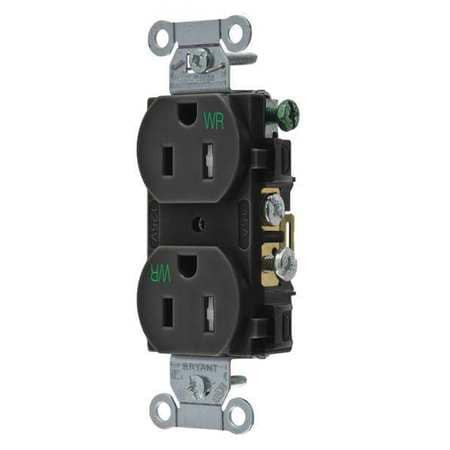 BRYANT CBRS15BLKWRTR RECEPTACLE BLACK 125VAC TAMPER RESISTANT