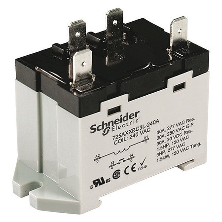 SCHNEIDER ELECTRIC 725AXXSC3ML-12D ENCLOSED POWER RELAY,4 PIN,12VDC,SPST-NO