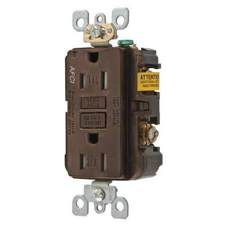 HUBBELL AFR15TR RECEPTACLE BROWN 0.5 HP 15A 125VAC NYLON