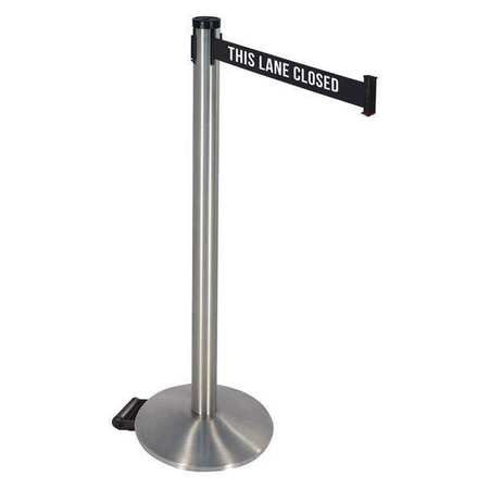 RETRACTA-BELT 304SASS-TLC BARRIER POST SATIN SS BLACK/WHITE BELT