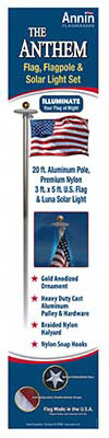 ANNIN FLAGMAKERS 742371 THE ANTHEM POLE SOLAR LIGHT W/US FLAG
