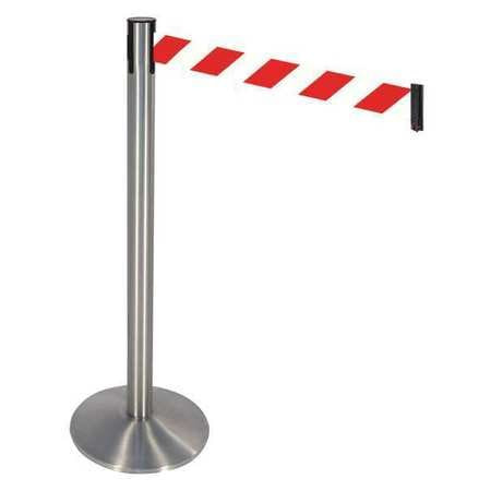 RETRACTA-BELT 330SASS-RWD BARRIER POST GRAY RED/WHITE BELT SLOPED