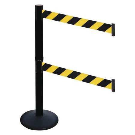 RETRACTA-BELT 331DPSB-BYD BARRIER POST SLOPED BLACK BLACK/YLW BELT