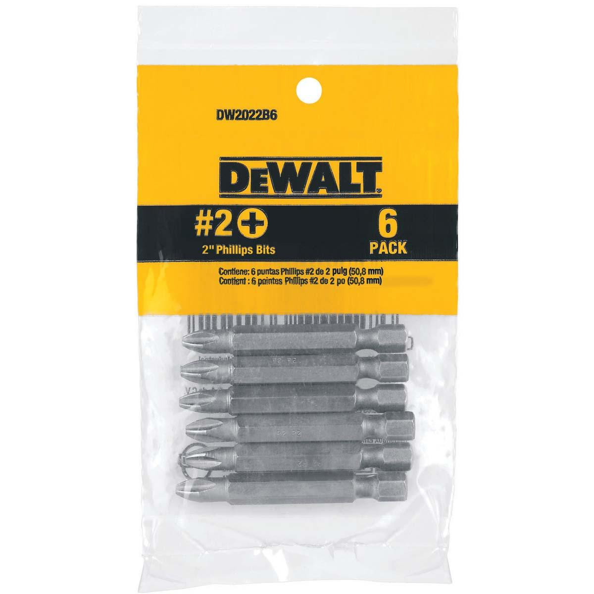 DEWALT TOOLS DW2022B6 NO2 PHILLIPS 2IN BIT6 PK BULK BAG