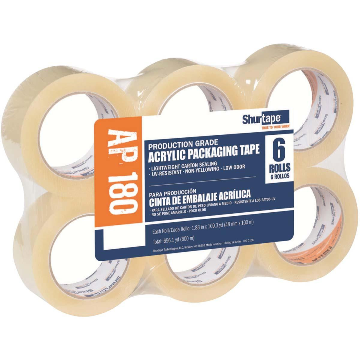 SHURTECH BRANDS 232516 PACKAGING TAPE,48MM W,100M L,PK6