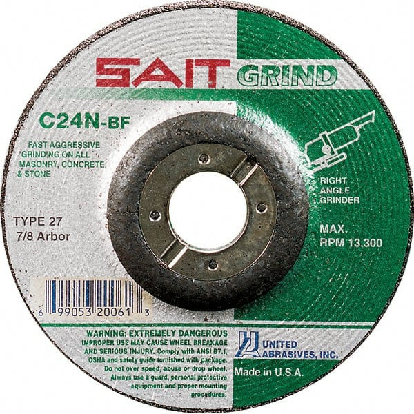 SAIT 20061 24 GRIT, 4-1/2" DIAM X 1/4" THICK X 7/8"