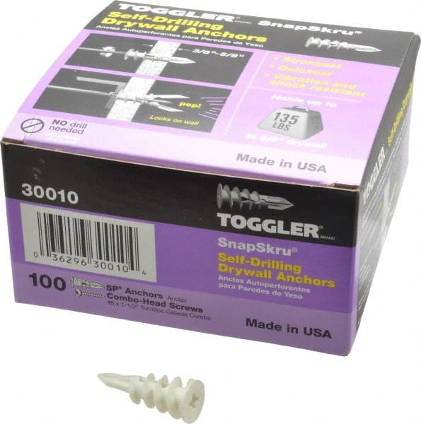 TOGGLER 30010 5/16" DIAM X 1-5/8" OAL, #6 TO #10 SCREW