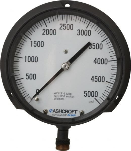 ASHCROFT 601379S04LXLL5K 6" DIAL, 1/2 THREAD, 0-5,000 SCALE RANGE