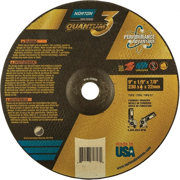 NORTON 66252839432 DEPRESSED GRINDING WHEEL:  TYPE 27,  9" 