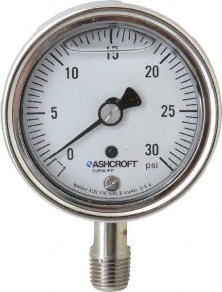 ASHCROFT 94474 2-1/2" DIAL, 1/4 THREAD, 0-30 SCALE RANG