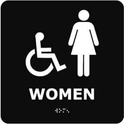 NMC ADA5WBK WOMEN, 8" WIDE X 8" HIGH, PLASTIC SIGN