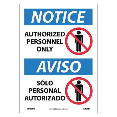 NMC ESN370PB NOTICE - AUTHORIZED PERSONNEL ONLY, 14" 