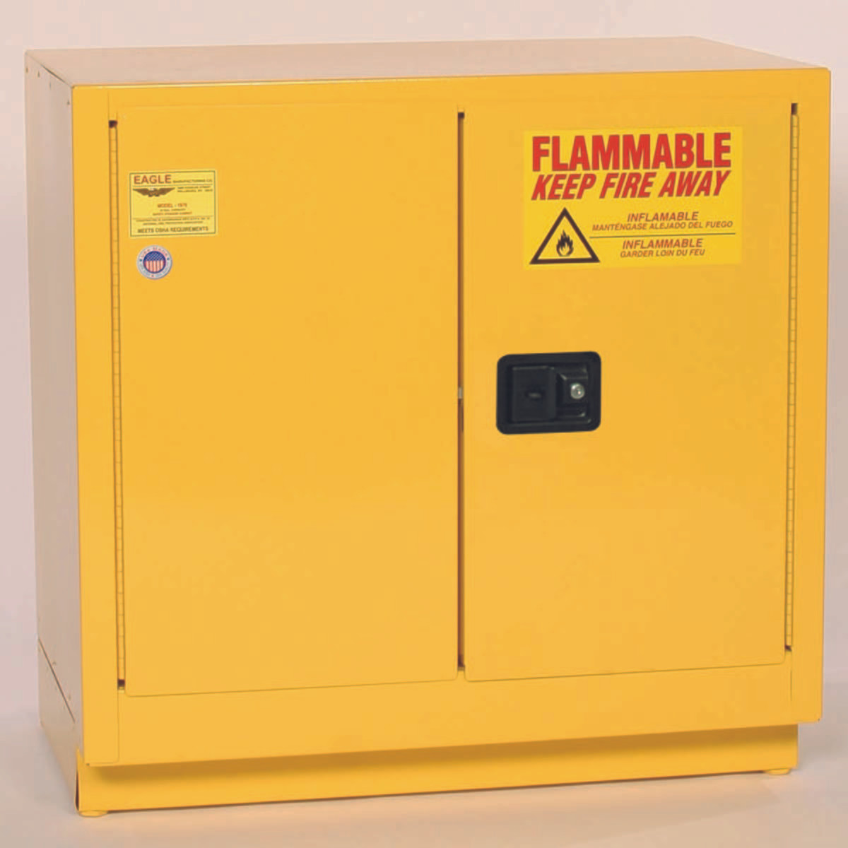 EAGLE MFG 1970X FLAMMABLE SAFETY CABINET,22 GAL.,YELLOW