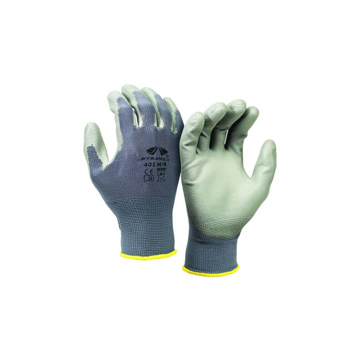 PYRAMEX GL401X2 POLYURETHANE DIPPED LATEX GLOVES, GL401 