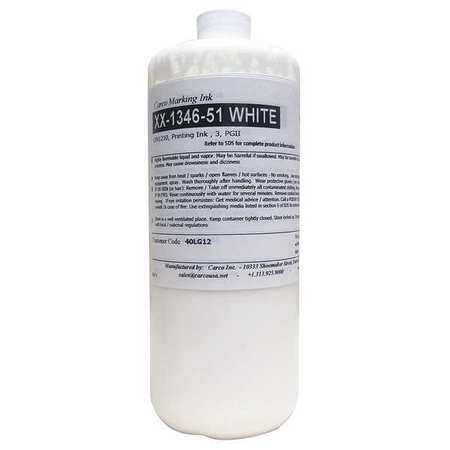 CARCO XX-1346-51 WHITE MARKING INK,PIGMENT,WHITE,10 TO 15 SEC