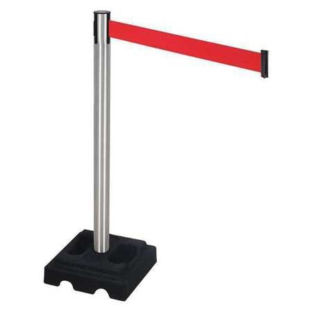 RETRACTA-BELT 332SA-RD BARRIER POST SATIN SS RED BELT SQUARE