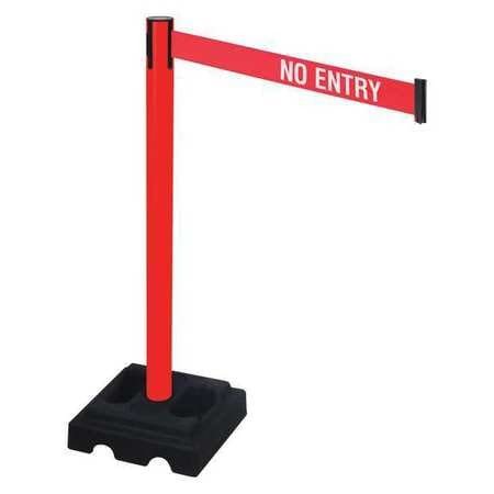 RETRACTA-BELT 332PRD-NE BARRIER POST RED/WHITE BELT TEXT SQUARE