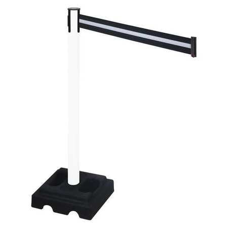 RETRACTA-BELT 332PWH-BW BARRIER POST BLACK BLK/WHITE BELT SQUARE