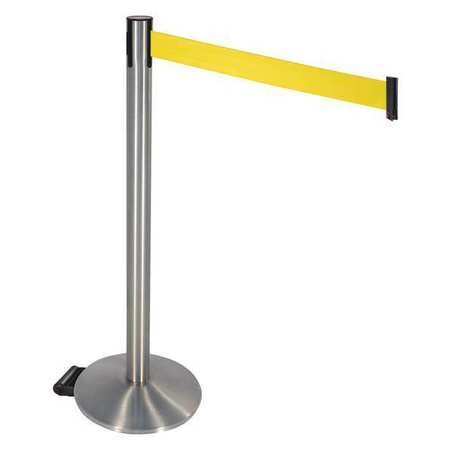 RETRACTA-BELT 334SASS-YW BARRIER POST SATIN SS YLW BELT W/WHEELS