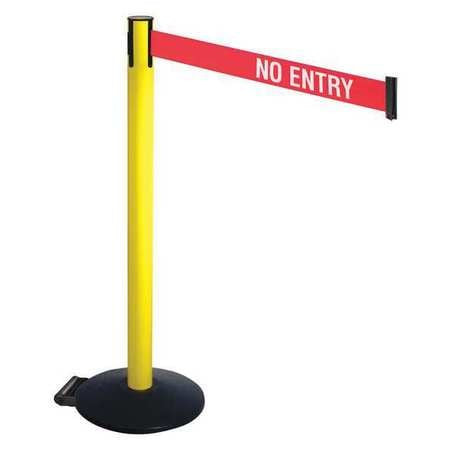 RETRACTA-BELT 335YA-NE BARRIER POST BLK W/WHEELS 40INH NO ENTRY