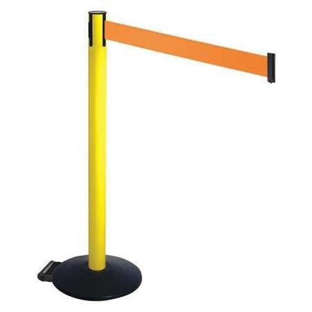 RETRACTA-BELT 335YA-OR BARRIER POST BLACK ORANGE BELT W/WHEELS