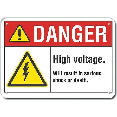 LYLE LCU4-0050-RA_10X7 RFLCT HIGH VOLTAGE DANGER SIGN,7X10IN
