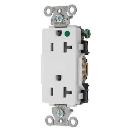 HUBBELL 2182W RECEPTACLE WHT 1.0 HP 20A 3 WIRES NYLON
