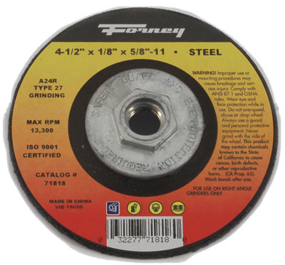 FORNEY INDUSTRIES INC 71818 WHEEL GRIND 4-1/2X1/8X5/8IN-11