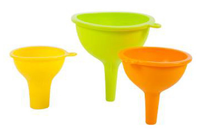 CORE HOME 10639-TV KITCHEN FUNNEL SET, SILICONE, 3-PC., ASS