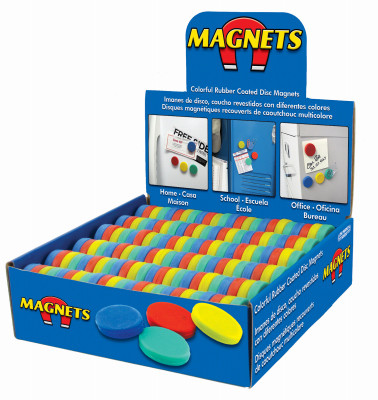 MASTER MAGNETICS 07691DSP RUBBER DISC  MAGNET, 1-IN., ASSORTED COL